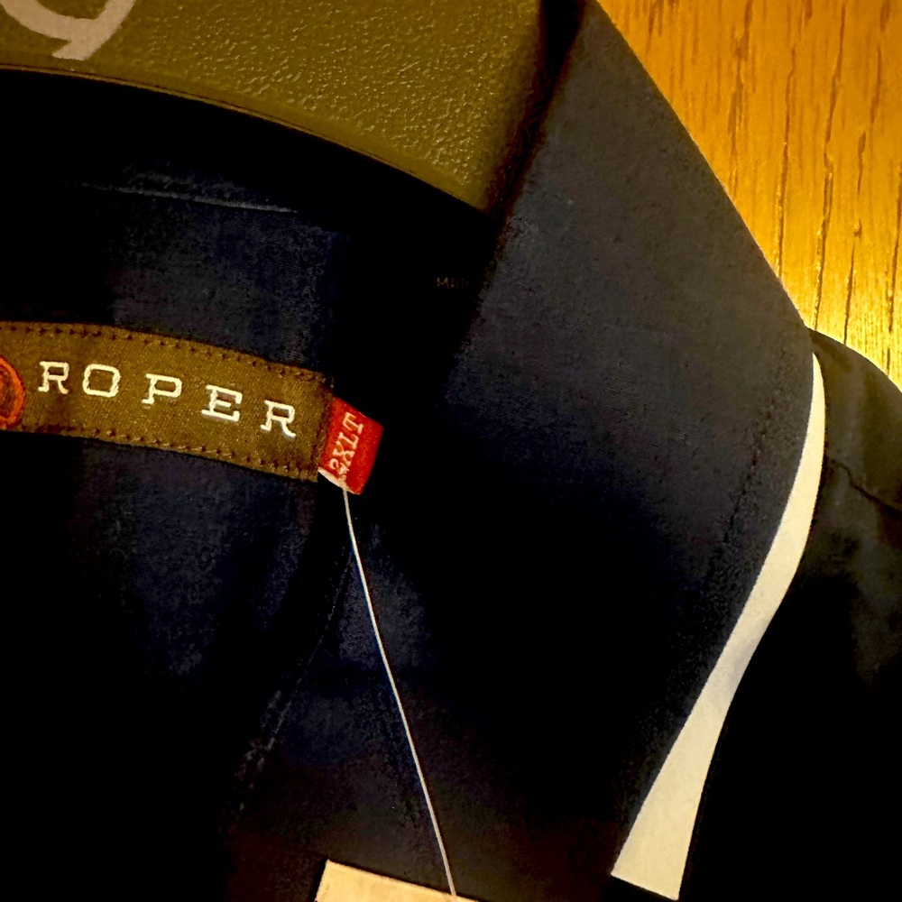 2XLT Mens NEW Roper Button Shirt Navy Blue